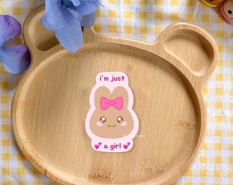 I'm Just a Girl Bunny Vinyl Sticker