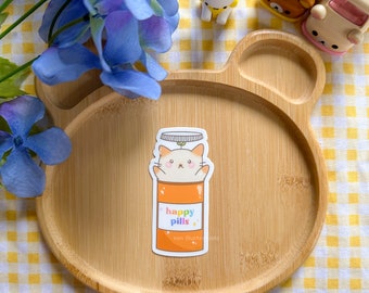 Adesivo in vinile con gatto Happy Pills