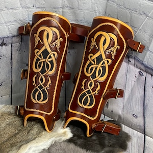 leather leg shin armor guards Vikign/Celtic Renaissance Roleplay LARP