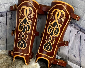 leather leg shin armor guards Vikign/Celtic Renaissance Roleplay LARP