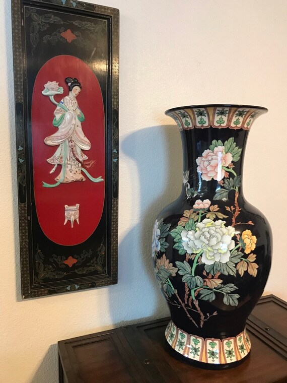 Vintage Large 30 Porcelain Floor Vase Cobalt With Etsy