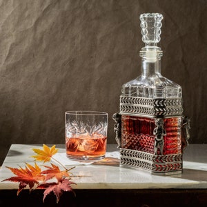 Italian Cut Glass Pewter Decanter