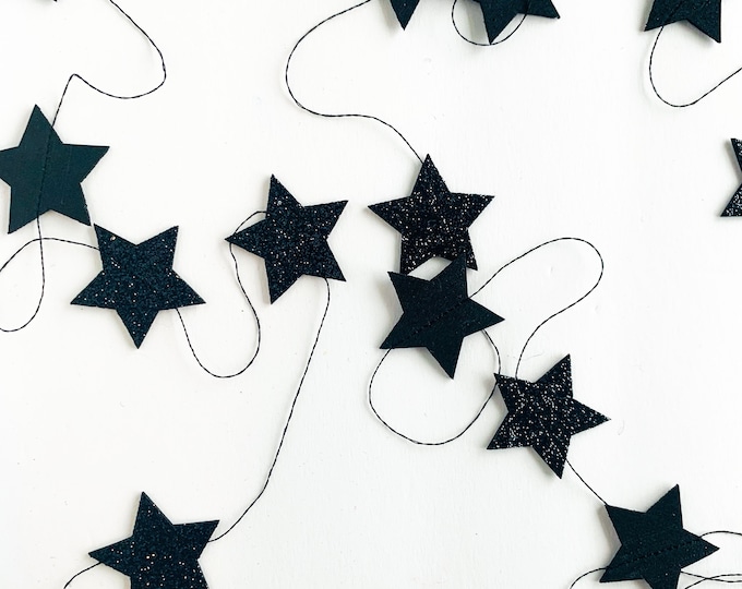 Black Glitter Star Garland - Etsy