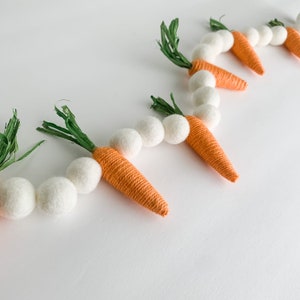 Twine carrot and white felt ball garland - Easter garland