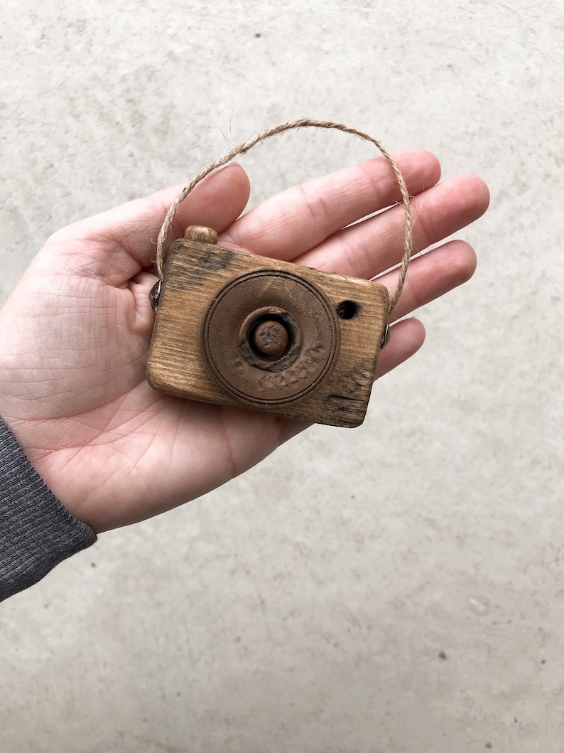 Weathered Wooden Camera Christmas Ornament photography decor image 0