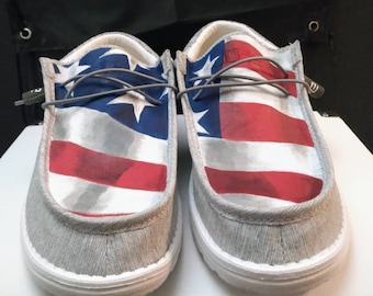 Patriotic flag american hey dudes Custom Hey dude shoes FREE SHIP