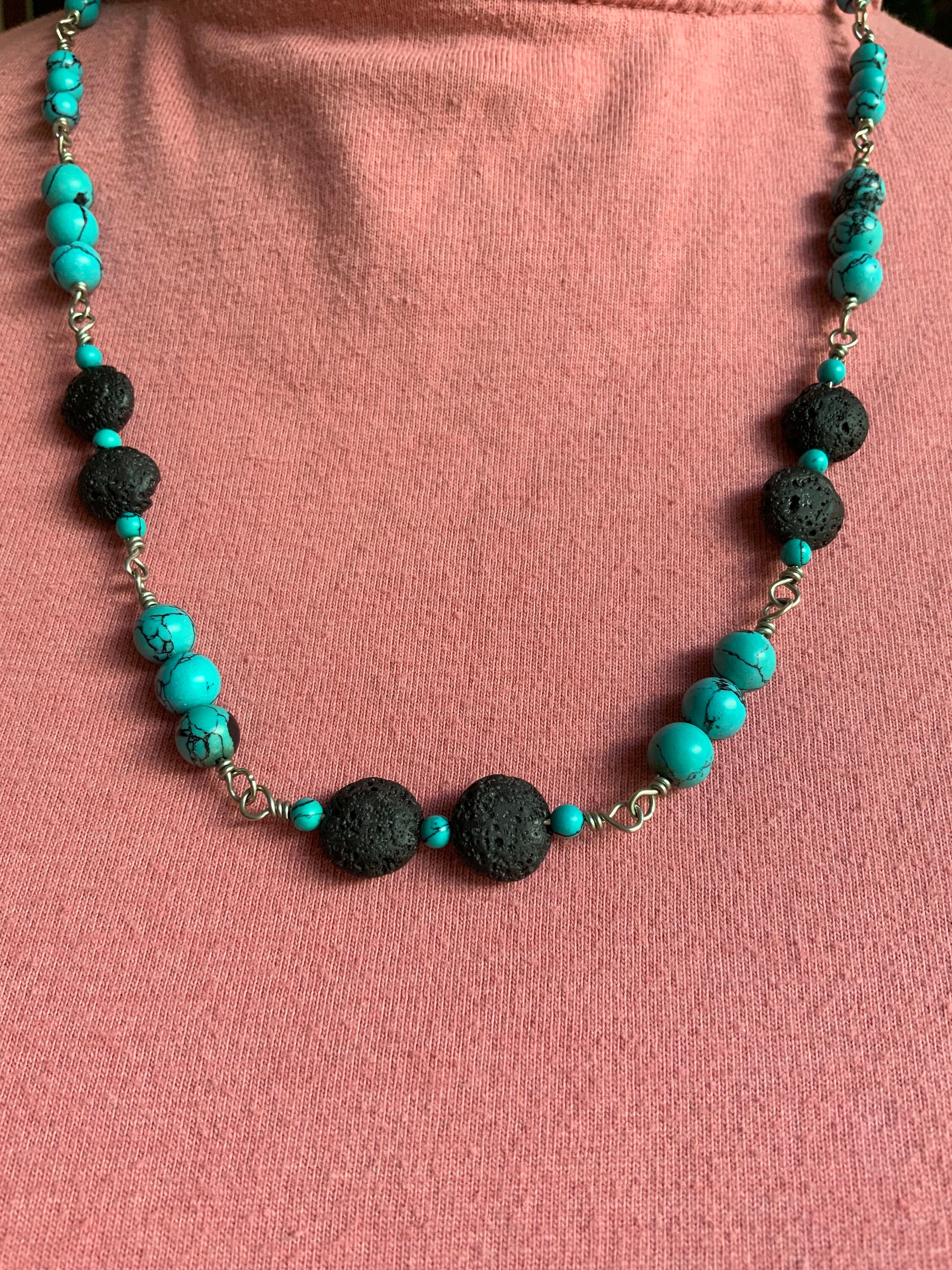 Lava bead necklace Etsy