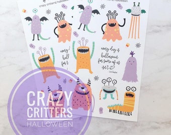 Monster Stickers, Halloween Stickers, Hobonichi Weeks Stickers, Hobo Planner Stickers, Hobo Stickers, Bujo Stickers, Micro Stickers