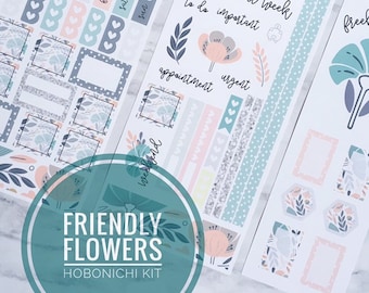 H016, Friendly Flowers, Hobonichi Weeks Stickers Planner Kit, Floral Hobo Weeks Kit, Planner Stickers, Hobo Stickers, Bujo Stickers