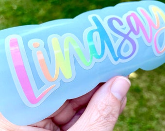 Free Shipping Rainbow Vinyl Name Decal, Personalized Name Decal, Vinyl Name Sticker, Personalized Name Sticker, Pastel Neon Rainbow