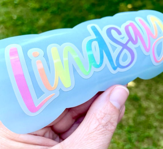 Free Shipping Rainbow Vinyl Name Decal, Personalized Name Decal, Vinyl Name Sticker, Personalized Name Sticker, Pastel Neon Rainbow