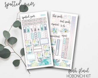 H033, Fresh Floral Hobonichi Weeks Stickers Planner Kit, Watercolor, Hobo Weeks Kit, Planner Stickers, Hobo Stickers, Bujo Stickers