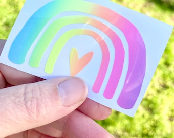 Free Shipping - Pastel Neon Rainbow Decal, Rainbow Sticker, Vinyl Rainbow Sticker, Laptop Decal, Vinyl Rainbow Decal