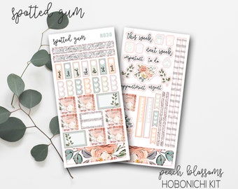 H030, Peach Blossoms Hobonichi Sticker Planner Kit, Peonies, Spring, Hobo Weeks Kit, Planner Stickers, Hobo Stickers, Bujo Stickers