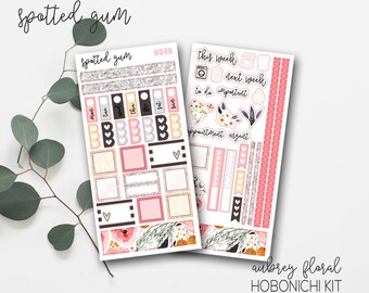 H048, Aubrey Floral, Hobonichi Weeks Stickers, Pink Flowers, Peonies, Billy Buttons, Hobo Planner Stickers, Hobo Stickers, Bujo Stickers