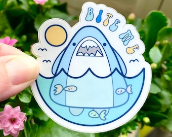 Snarky Shark Vinyl Sticker, Bite Me Vinyl Sticker, Kawaii Shark, Hand-Drawn, Sarcastic Vinyl Decal, Snarky Vinyl Decal