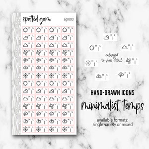 SG1003, Minimalist Hand-Drawn Weather Planner Stickers, Doodles