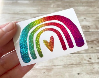 Free Shipping - Rainbow Decal, Holographic Rainbow Decal, Sparkle Vinyl, Vinyl Rainbow Sticker, Laptop Decal, Vinyl Rainbow Decal