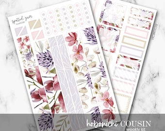 HCM0038 - Hobonichi A5 Cousin Weekly Kit, Floral Stickers, Hobo Cousin Weekly Stickers, Hobonichi Cousin Kit