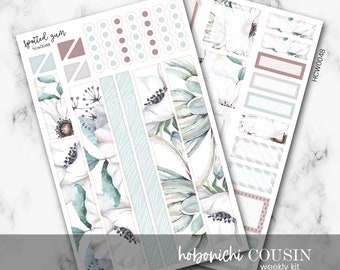 HCM0048 - Hobonichi A5 Cousin Weekly Kit, Floral Stickers, Hobo Cousin Weekly Stickers, Hobonichi Cousin Kit