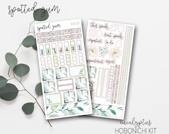 H029, Eucalyptus Hobonichi Sticker Planner Kit, Peonies, Hobo Weeks Kit, Planner Stickers, Hobo Stickers, Bujo Stickers