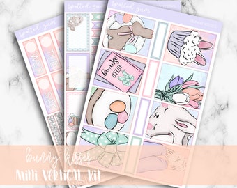 Bunny Kisses Planner Stickers, Easter Bunny Weekly Mini Kit, Spring, Cookies, Chocolate, Standard Vertical, Happy Planner