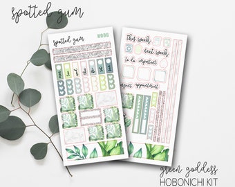 H006, Green Goddess Hobo Kit, Monstera Leaves, Hobonichi Weeks Stickers, Leaf Planner Stickers, Hobo Stickers, Bujo Stickers