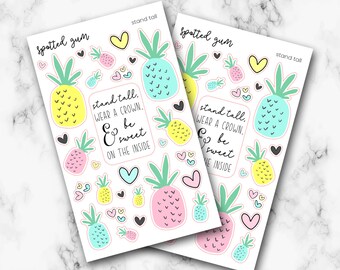 Stand Tall Wear a Crown, Hearts, Pineapple Planner Stickers