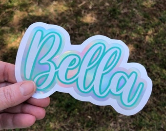 Free Shipping - Holographic Vinyl Name Decal, Layered, Vinyl Name Sticker, Personalized Name Sticker, Holographic Sticker