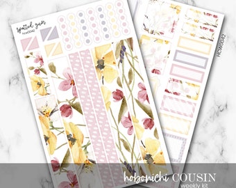 HCM0042 - Hobonichi A5 Cousin Weekly Kit, Floral Stickers, Hobo Cousin Weekly Stickers, Hobonichi Cousin Kit