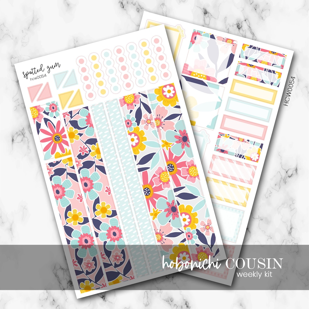 HCM0054 - Spring Fling, Hobonichi A5 Cousin Weekly Kit, Floral Stickers ...