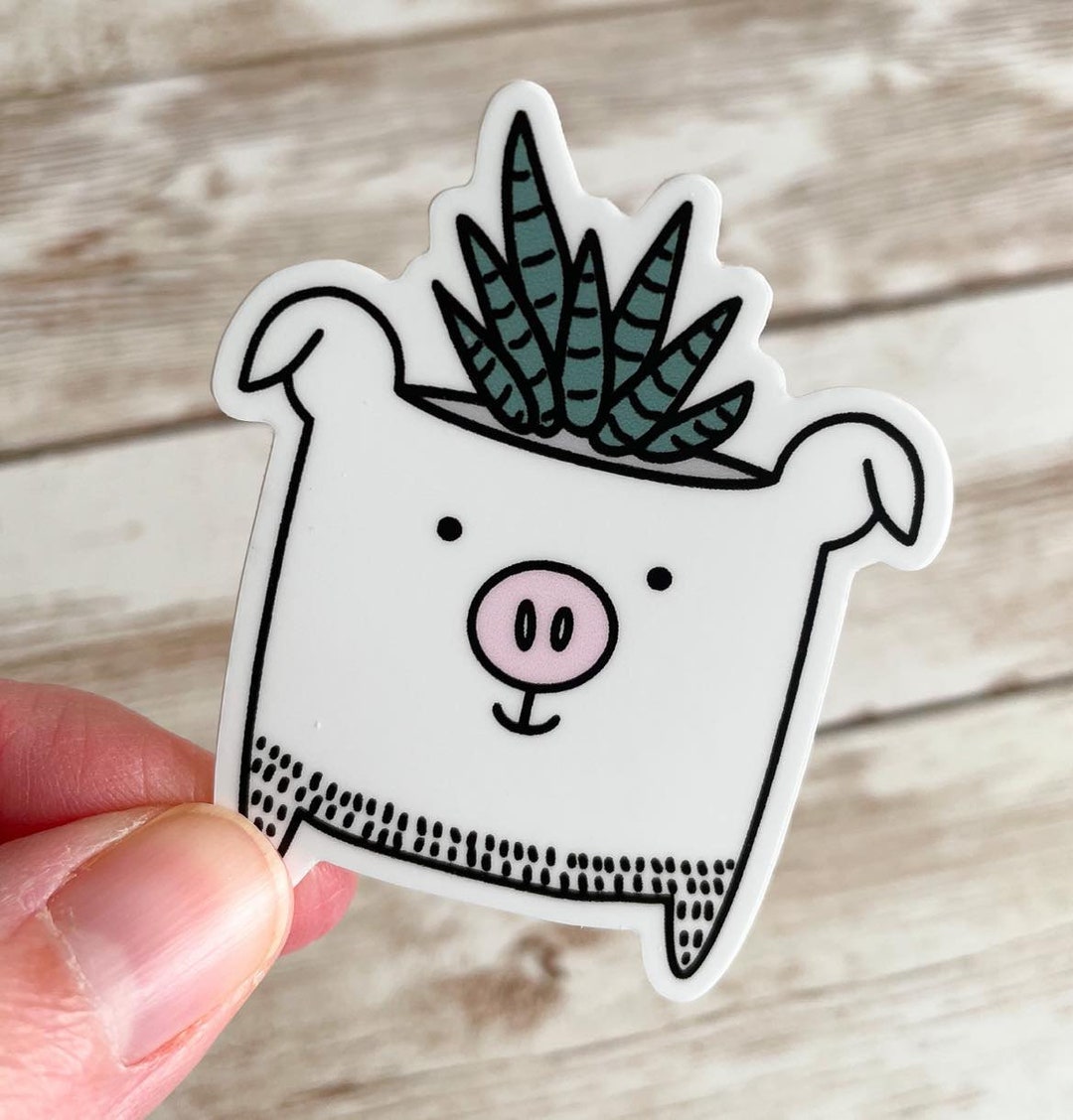Pig Succulent Planter Vinyl Sticker - Etsy