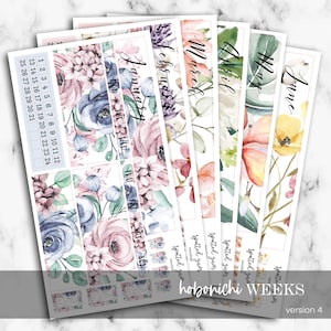 V4 - Kits mensuels Hobo Weeks, Stickers floraux de janvier à juin, Stickers mensuels Hobo Weeks, Hobonichi Weeks, Sticker mensuel Hobonichi