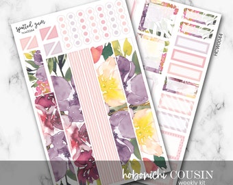 HCM0044 - Hobonichi A5 Cousin Weekly Kit, Floral Stickers, Hobo Cousin Weekly Stickers, Hobonichi Cousin Kit
