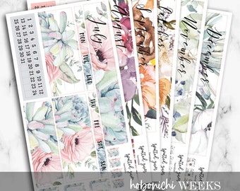 V4 - Hobo Weeks Monthly Kits, July through December Floral Stickers, Hobo Weeks Monthly Stickers, Hobonichi Weeks, Hobonichi Monthly Sticker