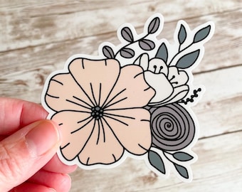 Hand Drawn Boho Floral Bouquet Vinyl Sticker