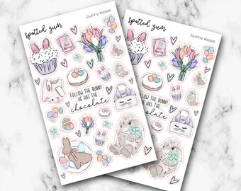 Follow the Bunny, Bunny Kisses, Cookies, Spring, Chocolate, Easter Planner Stickers, Hobonichi Stickers, Planner Stickers,  Bujo