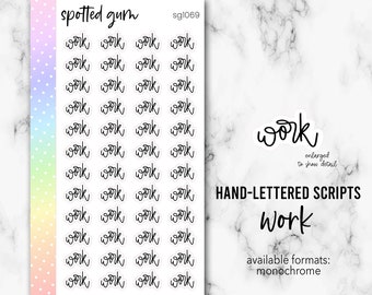 SG1069 - Hand-Lettered Work Stickers, Functional Work Script Stickers