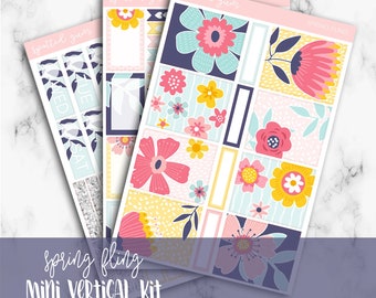Spring Fling, Floral Mini Kit, Flower Stickers, Flower Planner Sticker Kit, Vertical Planner, Happy Planner