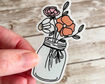 Jar of Flowers Vinyl Sticker