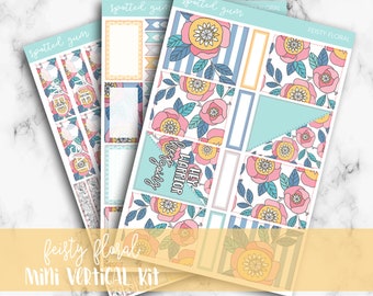 Feisty Floral, Flower Mini Kit, Peonies, Planner Sticker Kit, Vertical Standard