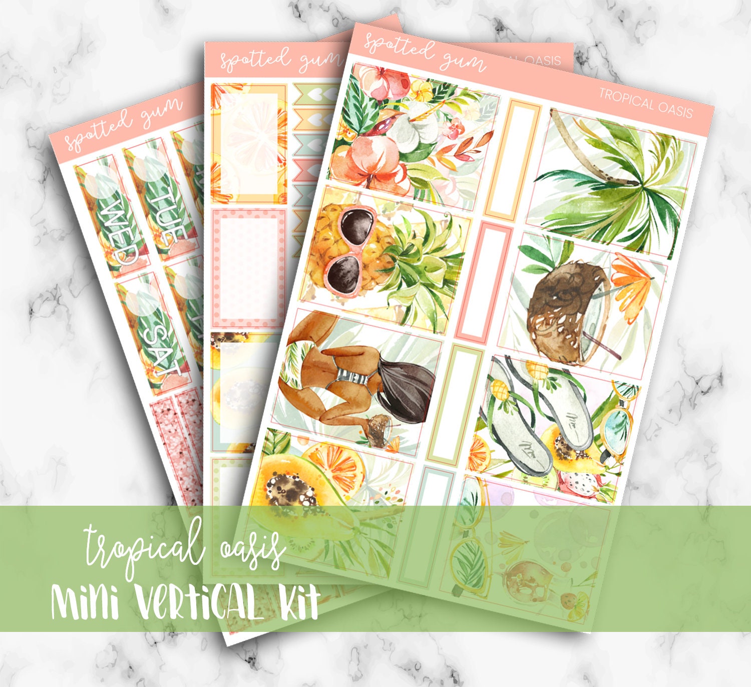 Tropical Oasis Weekly Mini Kit, Paradise, Summer Planner Sticker