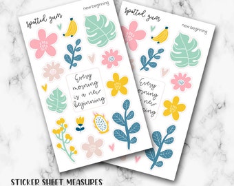 Every Morning is a New Beginning, Tutti Fruity, Flower Planner Stickers, Hobonichi Stickers