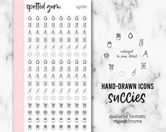 SG1061 - Succulent Functional Stickers, Plant Icons, Plant Planner Stickers
