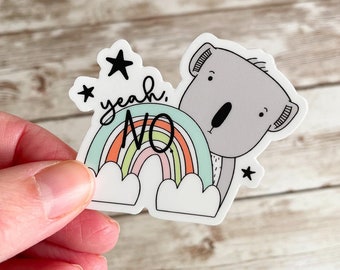 Yeah No Koala Rainbow Vinyl Sticker