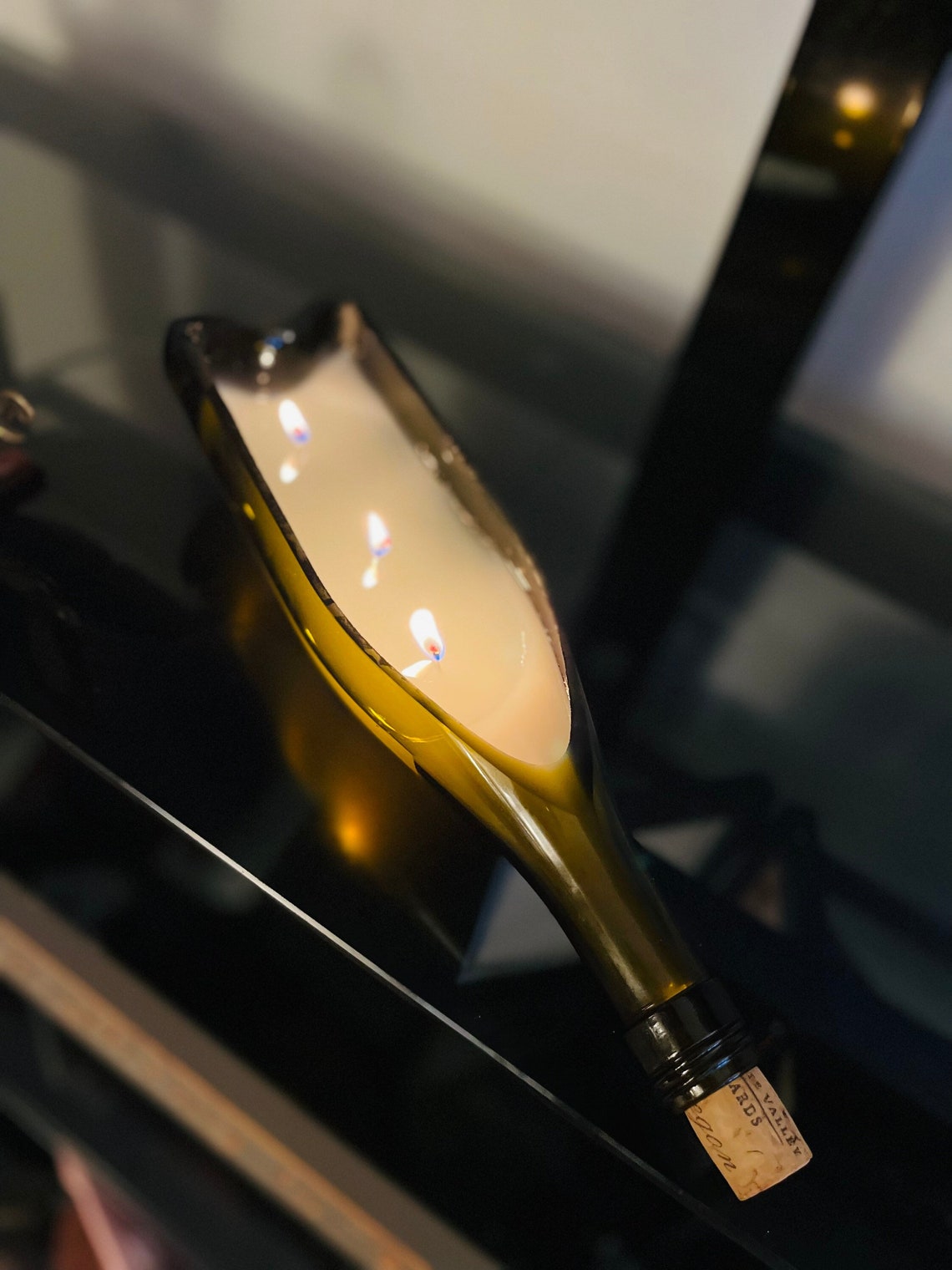 Wine Bottle Boat Candle Coconut Wax Blend Triple Wick Etsy