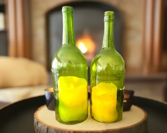 Large 1.5L Empty Cut Wine Bottles / Labels Removed/ DIY Hand Cut / Centerpieces / Unique Candle Holders / Bottomless Bottle