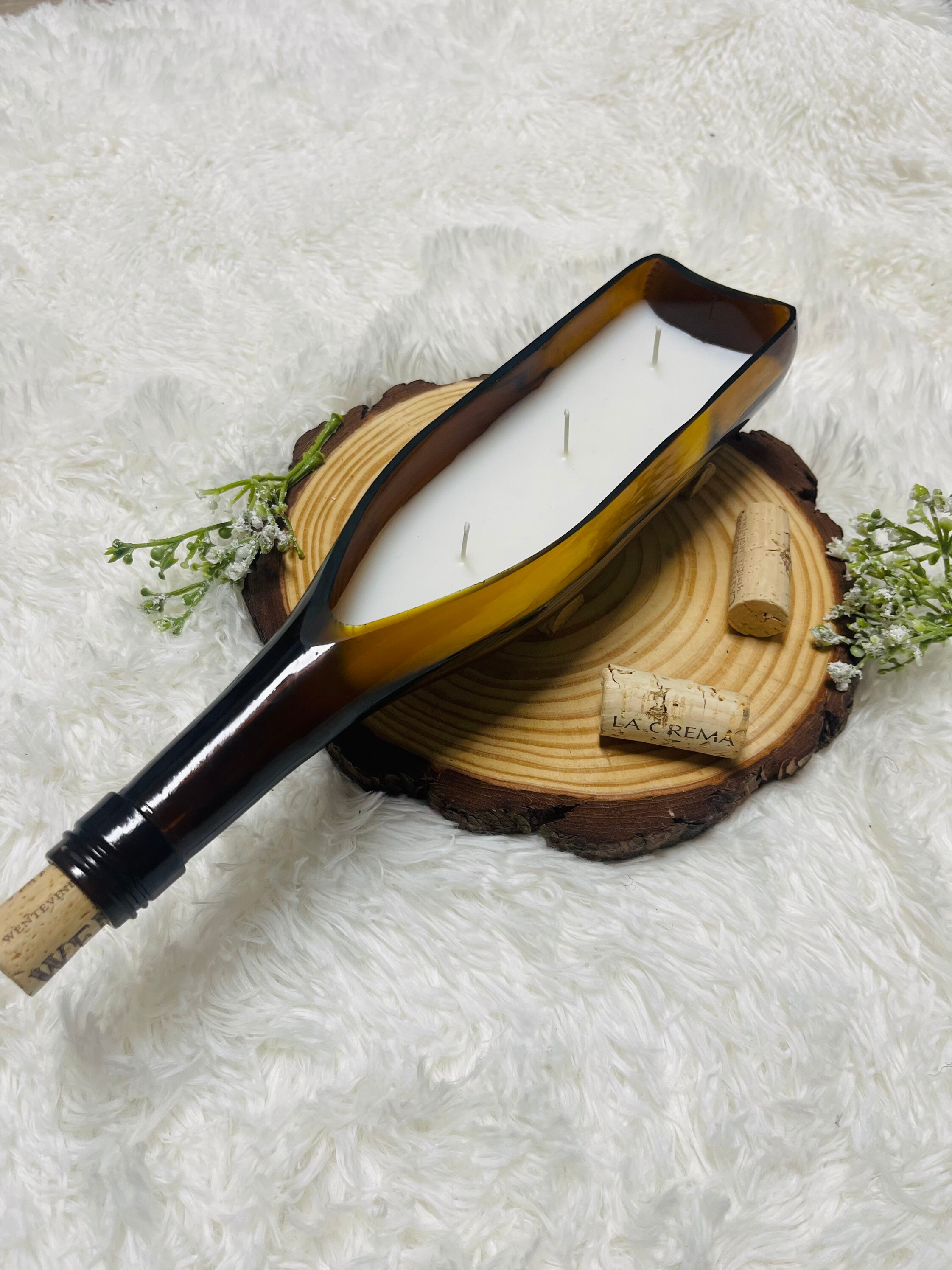 Wine Bottle Boat Candle Coconut Wax Blend Triple Wick Etsy