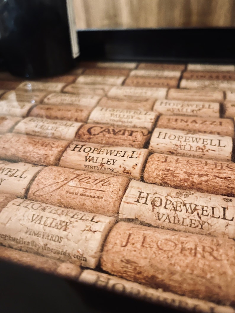 Epoxy Resin Wine Cork Serving Tray With Handles Modern Tray Etsy