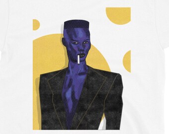 Maglietta Grace Jones Island Life - Design Cult Anni '80 - T-shirt Unisex In Cotone Jersey UK